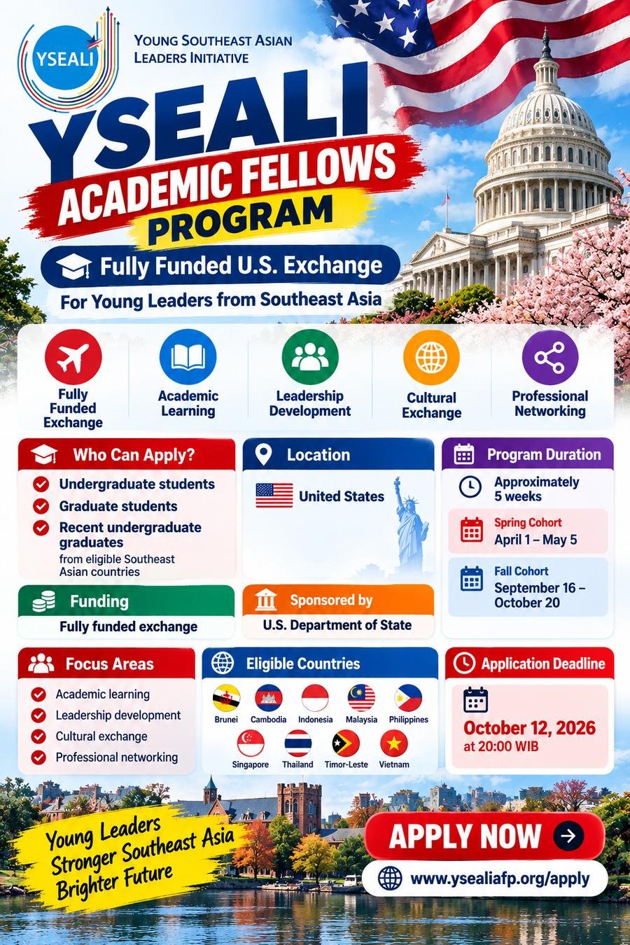 YSEALI Academic Fellows Program – Fully Funded U.S. Exchange