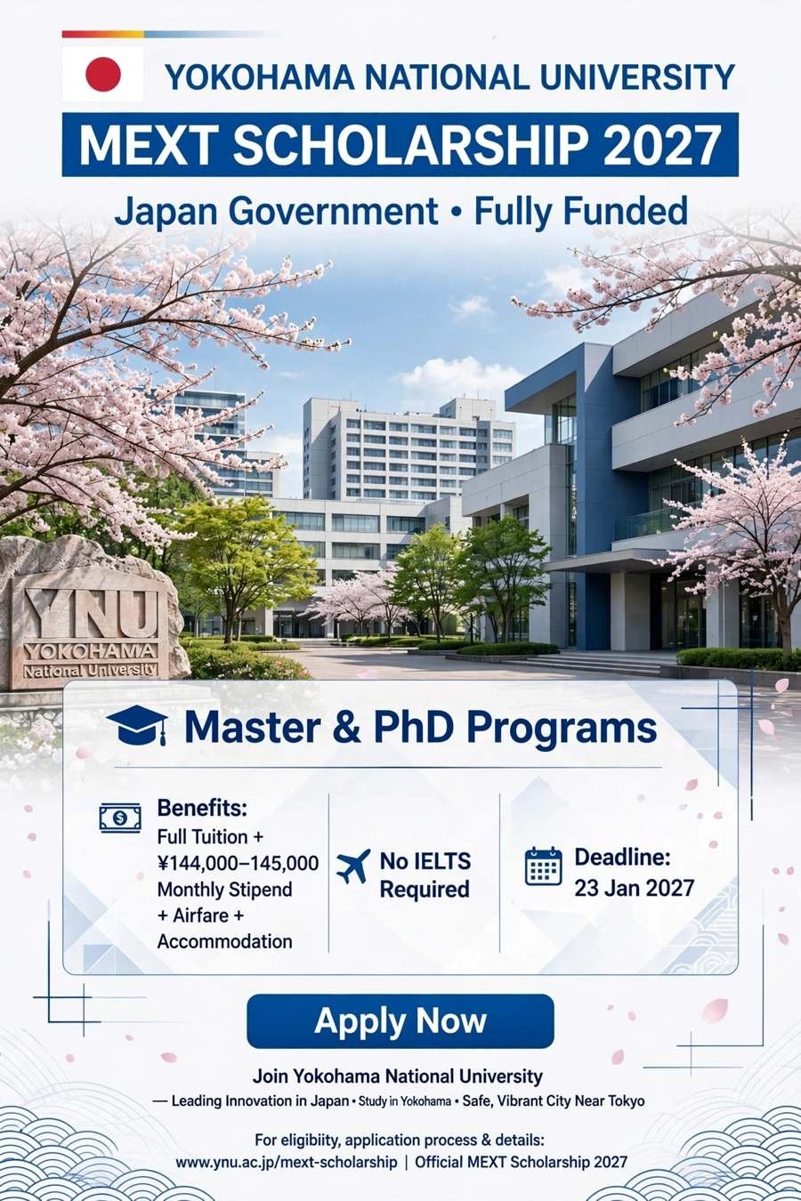 Yokohama National University MEXT Scholarship in Japan