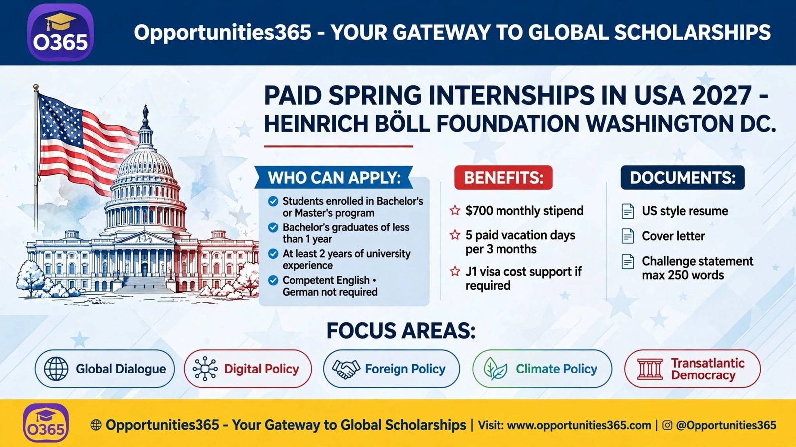 Heinrich Böll Foundation Spring 2027 Paid Internship in the USA