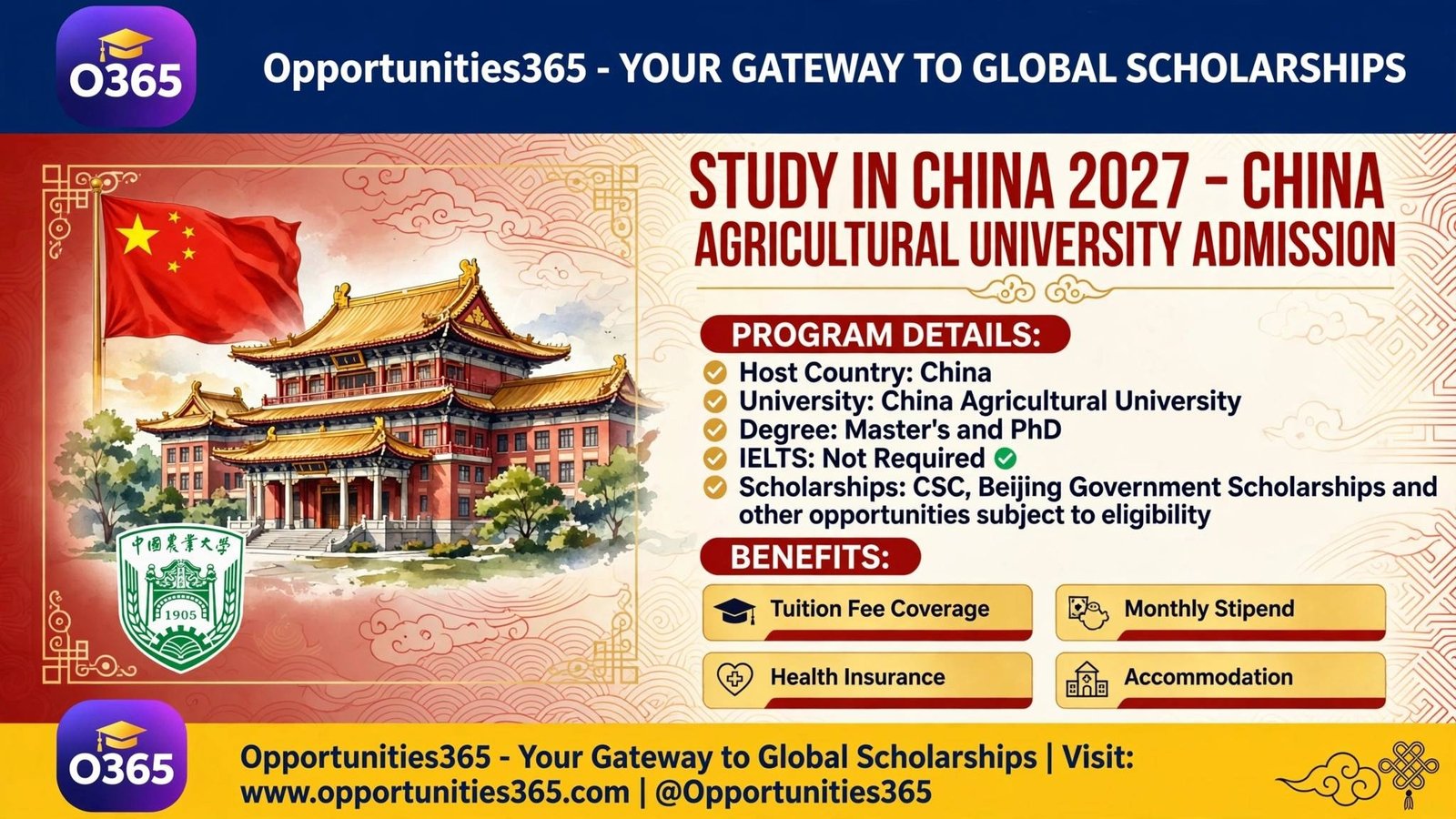 China Agricultural University Graduate Scholarships 2027 in China