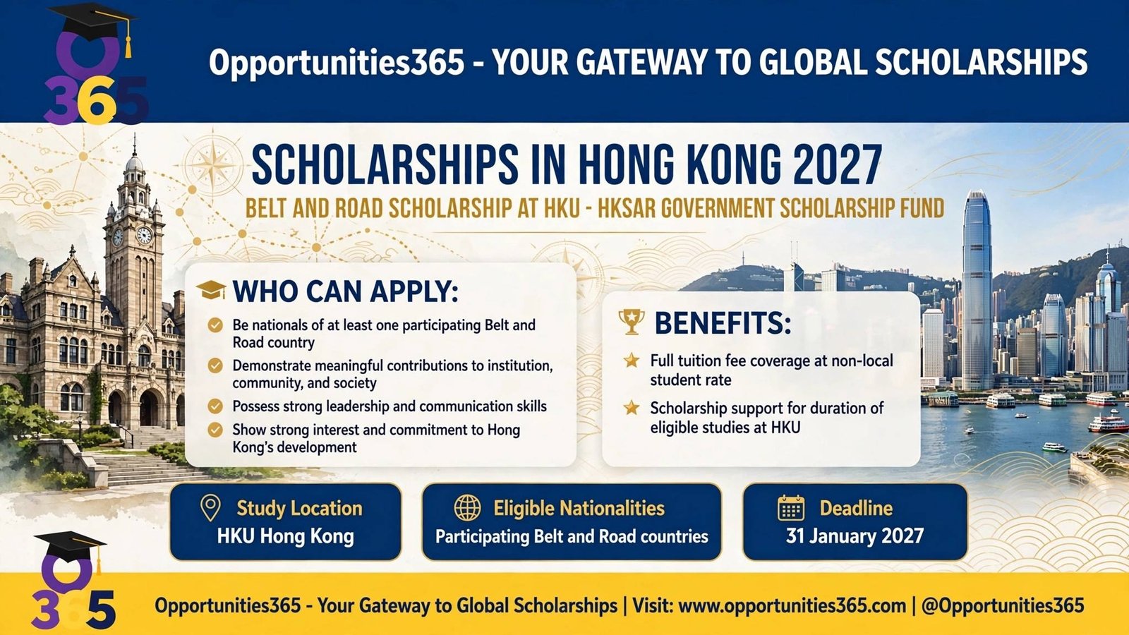 Belt and Road Scholarship (Full Tuition) in Hong Kong